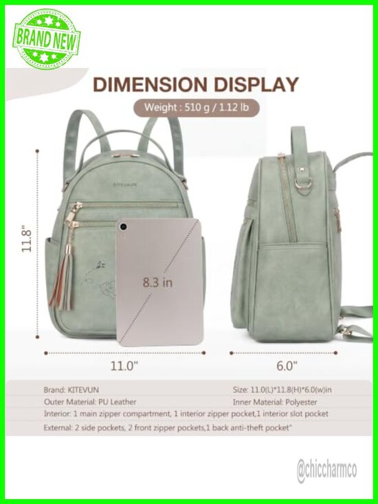 Backpack Purse for Women, PU Leather Lightweight Waterproof Travel Mini Daypack